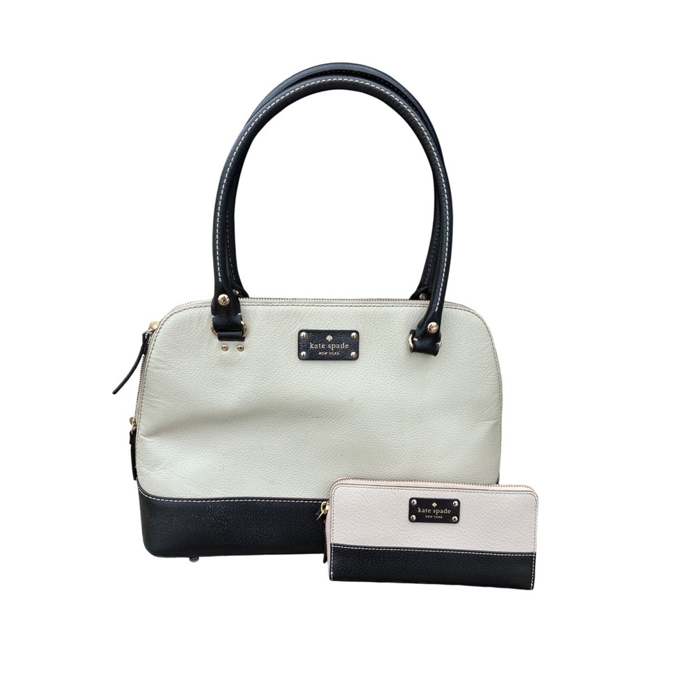 Kate Spade New York Pebbled Leather Colorblock Satchel and Matching Wallet Set